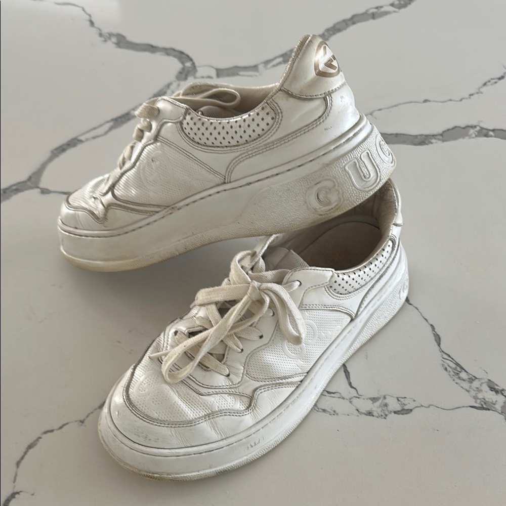 Gucci White Designer Sneakers